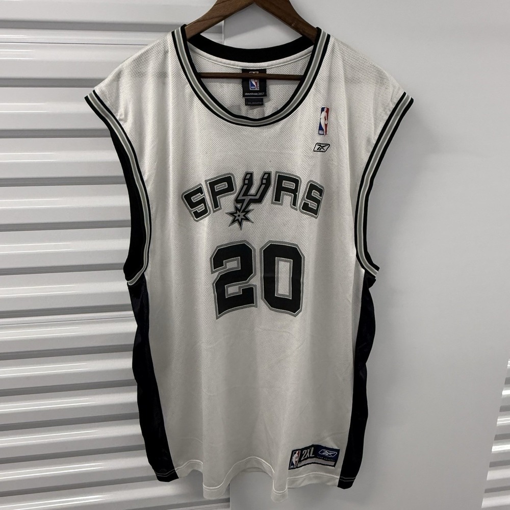 Vintage Reebok Manu Ginobili Spurs Jersey 2XL NBA White Y2K #20